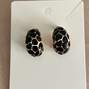 Kenneth Jay Lane Animal Print Half Hoop Pierced Earrings